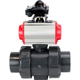 Ball valves Elephant BV4242E-FP-GRM-ISO, body material - UPVC, ball material - UPVC, seal - EPDM, with pneumatic actuator double action PA-DA, pneumatic distributor 4M310-08 24V and LSU APL-210N