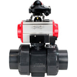 Ball valves Elephant BV4242E-FP-GRM-ISO, body material - UPVC, ball material - UPVC, seal - EPDM, with pneumatic actuator double action PA-DA, pneumatic distributor 4M310-08 24V and LSU APL-210N