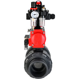 Ball valves Elephant BV4242E-FP-GRM-ISO, body material - UPVC, ball material - UPVC, seal - EPDM, with pneumatic actuator double action PA-DA, pneumatic distributor 4M310-08 24V, LSU APL-410N EX and ATU AFC2000