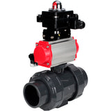 Ball valves Elephant BV4242E-FP-GRM-ISO, body material - UPVC, ball material - UPVC, seal - EPDM, with pneumatic actuator double action PA-DA, pneumatic distributor 4M310-08 220V and LSU APL-410N EX