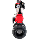 Ball valves Elephant BV4242E-FP-GRM-ISO, body material - UPVC, ball material - UPVC, seal - EPDM, with pneumatic actuator double action PA-DA, pneumatic distributor 4M310-08 220V, LSU APL-510N EX and ATU AFC2000