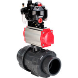 Ball valves Elephant BV4242E-FP-GRM-ISO, body material - UPVC, ball material - UPVC, seal - EPDM, with pneumatic actuator double action PA-DA, pneumatic distributor 4M310-08 220V, LSU APL-510N EX and ATU AFC2000