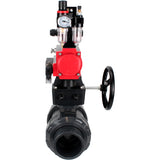 Ball valves Elephant BV4242E-FP-GRM-ISO, body material - UPVC, ball material - UPVC, seal - EPDM, with pneumatic actuator double action PA-DA, pneumatic distributor 4M310-08 24V, LSU APL-210N, ATU AFC2000 and handwheel MON