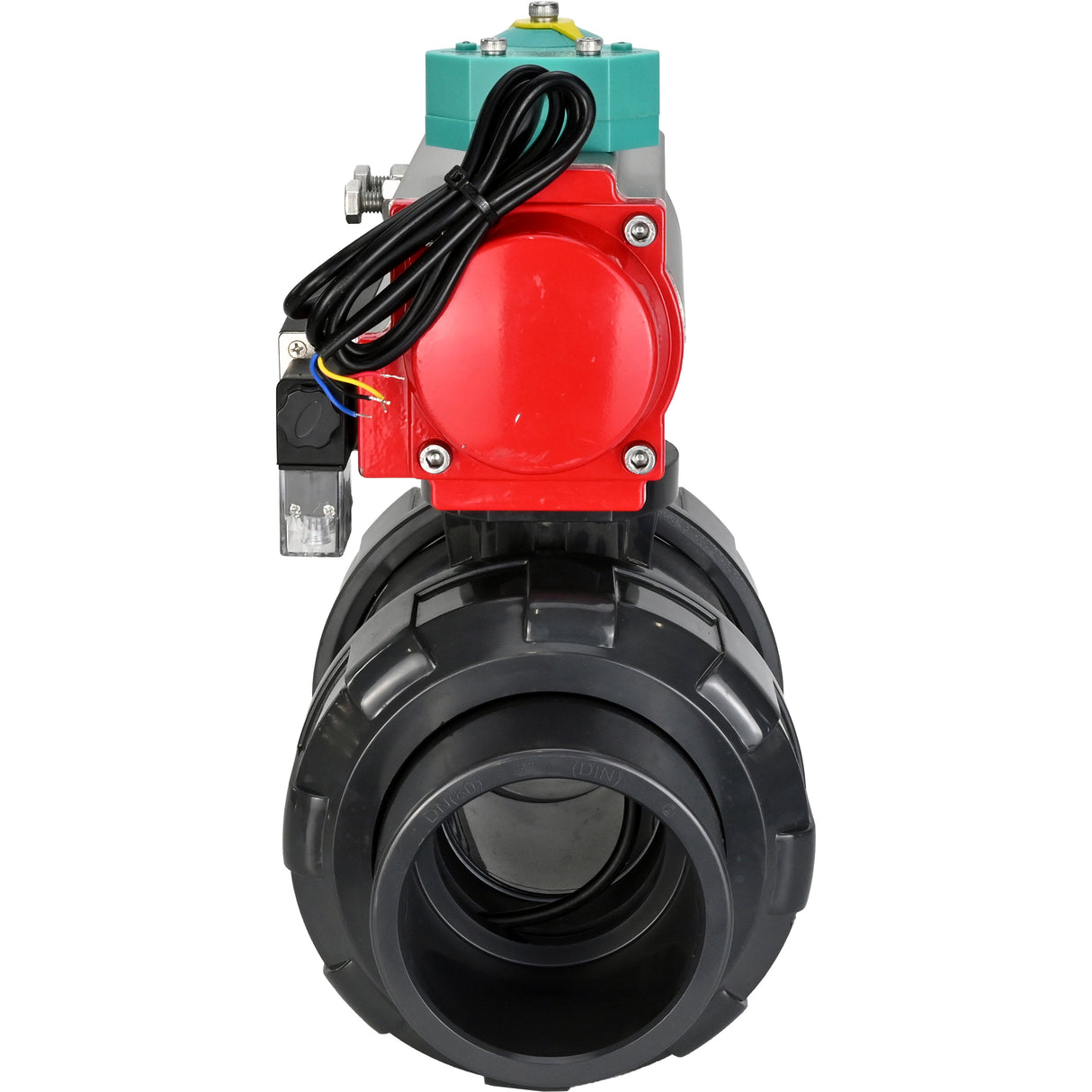 Ball valves Elephant BV4242E-FP-GRM-ISO, body material - UPVC, ball material - UPVC, seal - EPDM, with pneumatic actuator double action PA-DA, pneumatic distributor 4M310-08 220V and magnetic switch ALS200D