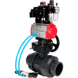 Ball valves Elephant BV4242E-FP-GRM-ISO, body material - UPVC, ball material - UPVC, seal - EPDM, with pneumatic actuator double action PA-DA, pneumatic distributor 4V320-10 220V, LSU APL-410N EX, ATU AFC2000 and handwheel MON