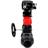 Ball valves Elephant BV4242E-FP-GRM-ISO, body material - UPVC, ball material - UPVC, seal - EPDM, with pneumatic actuator double action PA-DA, electro-pneumatic rotary positioner YT-1000RSN without feedback and handwheel MON