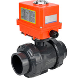 Ball valves Elephant BV4242E-FP-GRM-ISO, body material - UPVC, ball material - UPVC, seal - EPDM, with quarter-turn actuator QT-N-003EM-O1-220VAC-U1 MINI