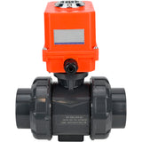 Ball valves Elephant BV4242E-FP-GRM-ISO, body material - UPVC, ball material - UPVC, seal - EPDM, with quarter-turn actuator QT-N-003EM-O1-220VAC-U1 MINI