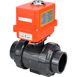 Ball valves Elephant BV4242E-FP-GRM-ISO, body material - UPVC, ball material - UPVC, seal - EPDM, with quarter-turn actuator QT-N-003EM-O1-220VAC-U1 MINI
