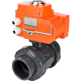 Ball valves Elephant BV4242E-FP-GRM-ISO, body material - UPVC, ball material - UPVC, seal - EPDM, with quarter-turn actuator QT-N-EM-O1-24VDC-U1 24V HARK