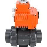 Ball valves Elephant BV4242E-FP-GRM-ISO, body material - UPVC, ball material - UPVC, seal - EPDM, with quarter-turn actuator QT-N-EM-O1-24VDC-U1 24V HARK