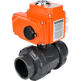 Ball valves Elephant BV4242E-FP-GRM-ISO, body material - UPVC, ball material - UPVC, seal - EPDM, with quarter-turn actuator QT-N-EM-O1-24VDC-U1 24V HARK