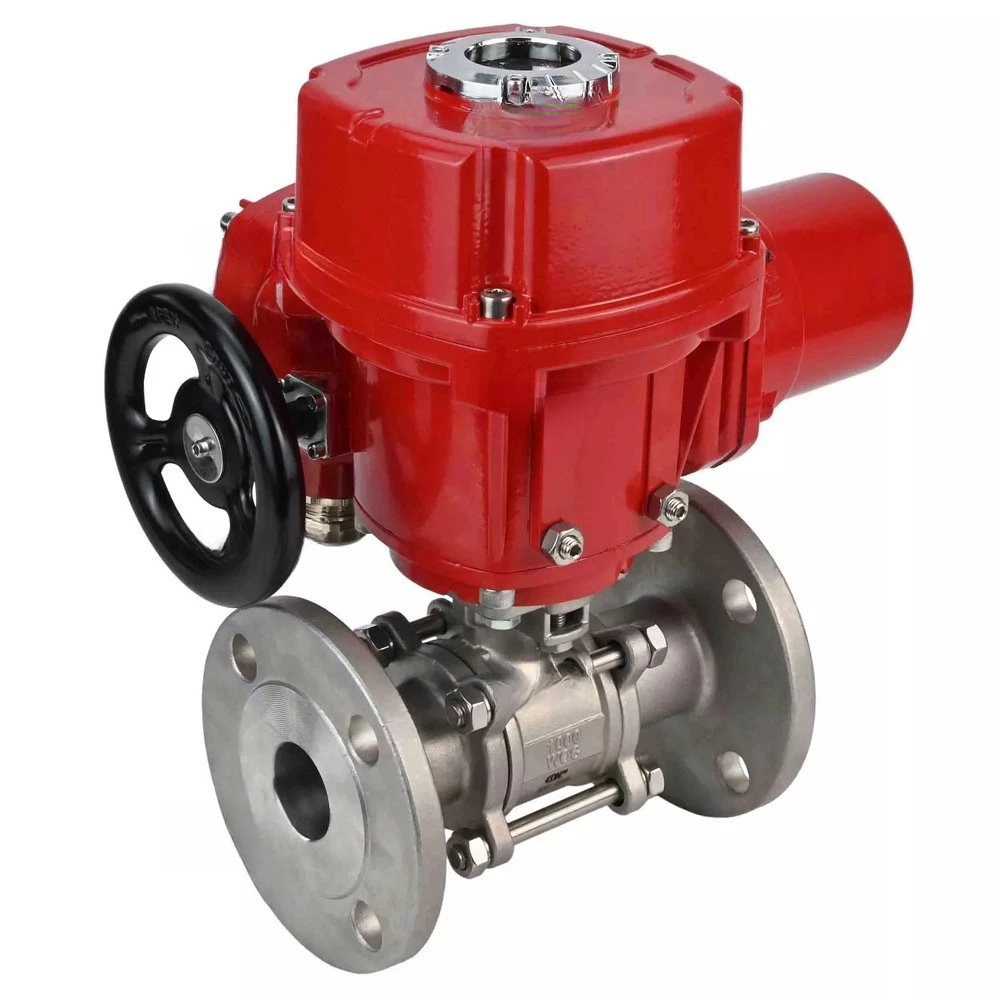 Ball valves Elephant BV3131P(3pc)-FP-F-ISO-H DN15-100 16 bar full-bore three-piece, flanged, 304 stainless steel, seal - PTFE,  with electric quarter-turn drive Elephant explosion-proof QT-EX-EM-O2-220VAC-U1