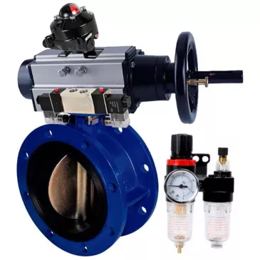 Water Butterfly Valve Elephant WBV1331E-2W-F-H, flanged, body - cast iron GGG40, disk - stainless steel 304, seal - EPDM, with pneumatic drive PA-DA-105-1, with pneumatic distributor 4V320-10 220V, BKV APL-210N , BPV AFC2000