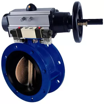 Water Butterfly Valve Elephant WBV1331E-2W-F-H, flanged, body - cast iron GGG40, disc - stainless steel 304, seal - EPDM, with pneumatic actuator PA-DA-105-1, with pneumatic distributor 4V320-08 220V