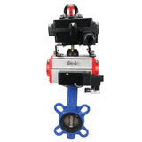 Water butterfly valve Elephant GGG50-GGG40-EPDM body material - cast iron GGG50, disk material - cast iron GGG40, seal - EPDM with pneumatic actuator Elephant DA, pneumatic distributor 4M310-08 24V and limit switch block APL-410N EX
