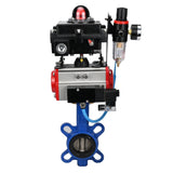 Water butterfly valve Elephant GGG50-GGG40-EPDM body material - cast iron GGG50, disk material - cast iron GGG40, seal - EPDM with pneumatic actuator Elephant SA, pneumatic distributor 4M310-08 220V, limit switch block APL-410N EX and air filter AFC2000