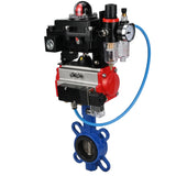 Water butterfly valve Elephant GGG50-GGG40-EPDM body material - cast iron GGG50, disk material - cast iron GGG40, seal - EPDM with pneumatic actuator Elephant SA, pneumatic distributor 4M310-08 220V, limit switch block APL-410N EX and air filter AFC2000