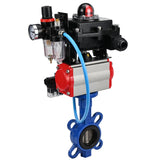 Water butterfly valve Elephant GGG50-GGG40-EPDM body material - cast iron GGG50, disk material - cast iron GGG40, seal - EPDM with pneumatic actuator Elephant DA, pneumatic distributor 4M310-08 220V, limit switch block APL-410N EX and air filter AFC2000