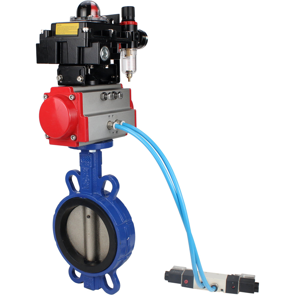 Water Butterfly Valve Elephant WBV1413E-2W-Fb-H, body material - cast iron GGG50, disk material - cast iron GGG40, seal - EPDM, with pneumatic actuator double action PA-DA, 4V320-10 220V, LSU APL-410N EX, ATU AFC2000