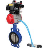 Water Butterfly Valve Elephant WBV1413E-2W-Fb-H, body material - cast iron GGG50, disk material - cast iron GGG40, seal - EPDM, with pneumatic actuator double action PA-DA, 4V320-10 220V, LSU APL-410N EX, ATU AFC2000