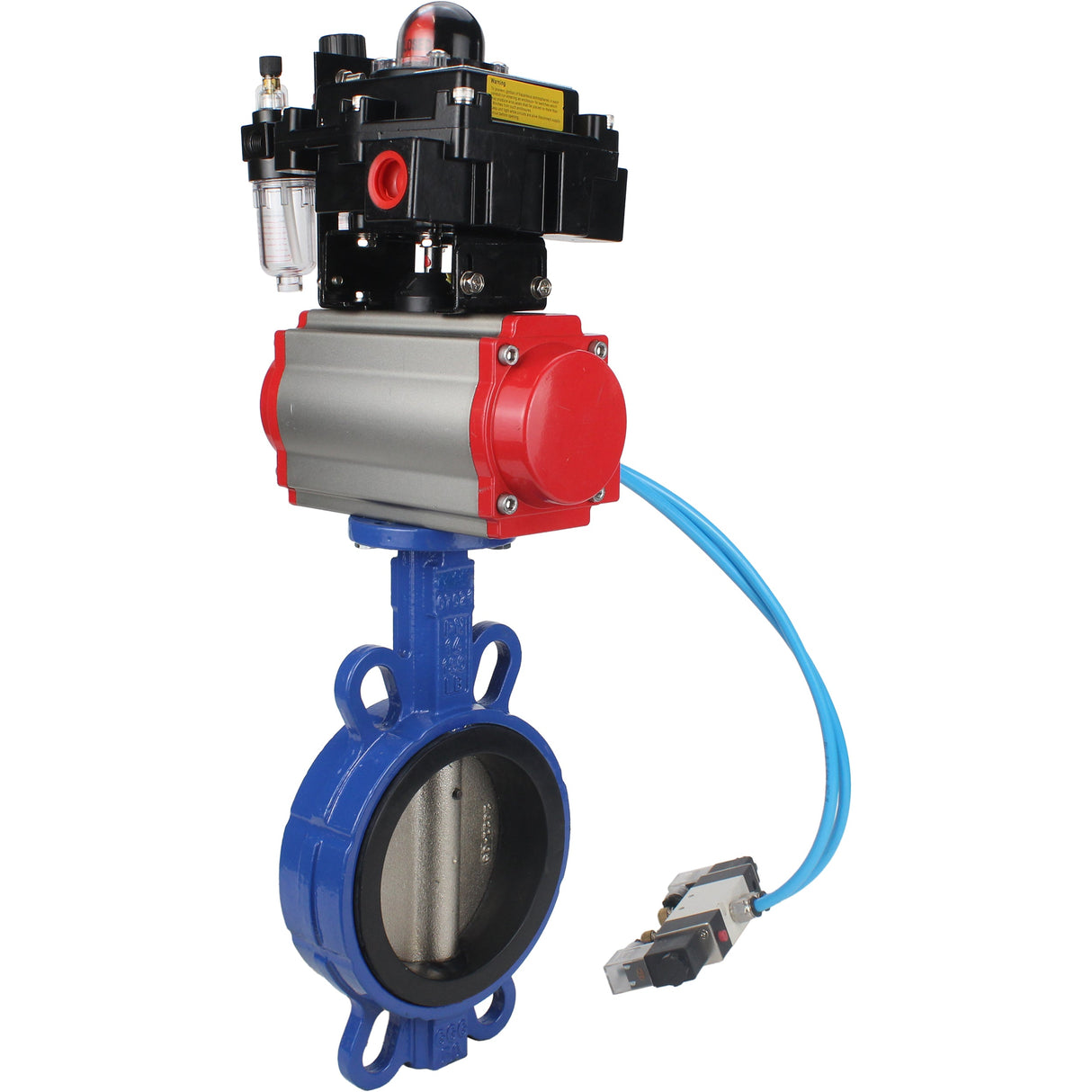 Water Butterfly Valve Elephant WBV1413E-2W-Fb-H, body material - cast iron GGG50, disk material - cast iron GGG40, seal - EPDM, with pneumatic actuator double action PA-DA, 4V320-10 220V, LSU APL-410N EX, ATU AFC2000