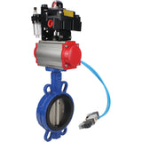 Water Butterfly Valve Elephant WBV1413E-2W-Fb-H, body material - cast iron GGG50, disk material - cast iron GGG40, seal - EPDM, with pneumatic actuator double action PA-DA, 4V320-10 220V, LSU APL-410N EX, ATU AFC2000
