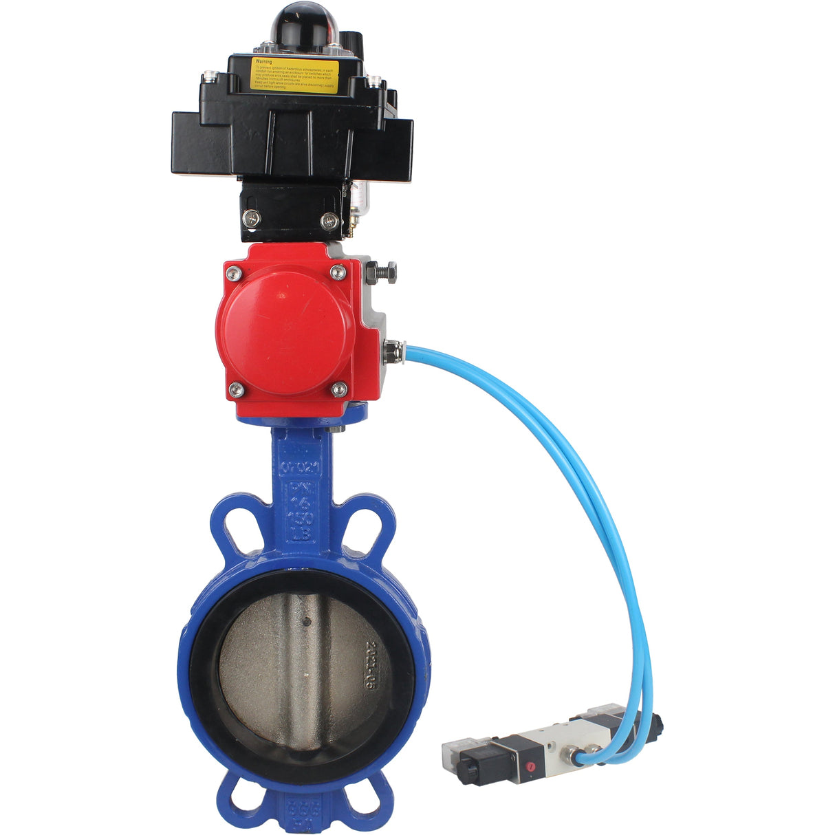 Water Butterfly Valve Elephant WBV1413E-2W-Fb-H, body material - cast iron GGG50, disk material - cast iron GGG40, seal - EPDM, with pneumatic actuator double action PA-DA, 4V320-10 220V, LSU APL-410N EX, ATU AFC2000