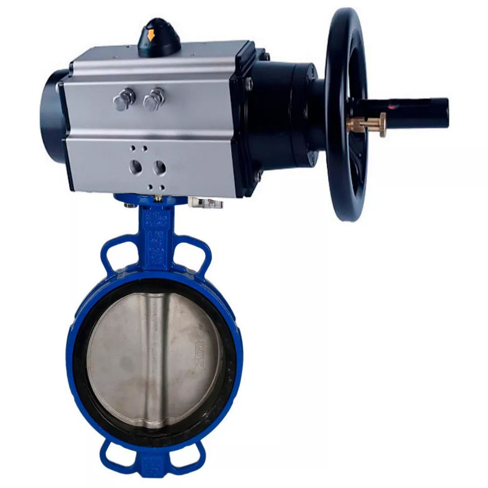 Water Butterfly Valve Elephant GGG50-GGG40-EPDM, body material - cast iron GGG50, disk material - cast iron GGG40, seal - EPDM, with pneumatic actuator double action PA-DA-105-1