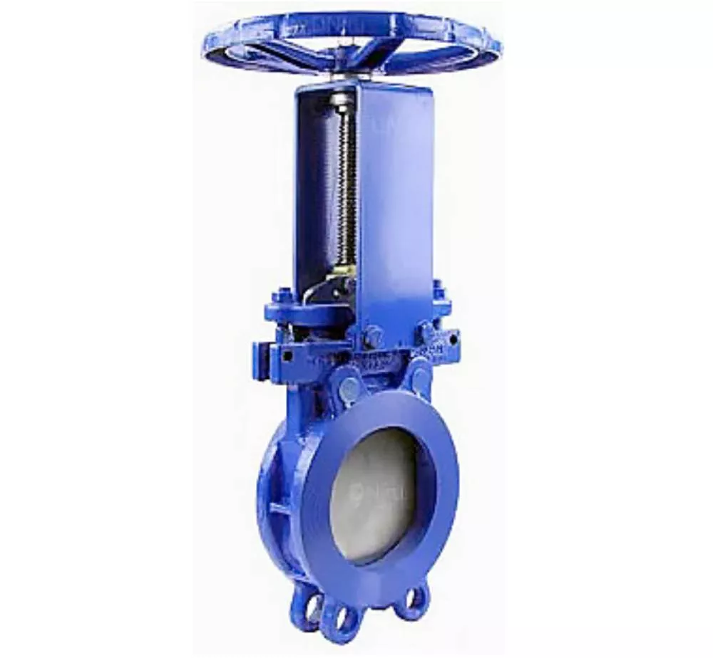 Knife gate valve Elephant GVKN3431M-1W-Fb-S, body material - carbon steel, knife material - stainless steel AISI 304, seal - metal, handwheel operated