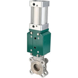 Knife gate valve Elephant GVKR3131E-2W-Fb-2P, body material - stainless steel AISI 304, knife material - stainless steel AISI 304, seal - EPDM, pneumatic actuator