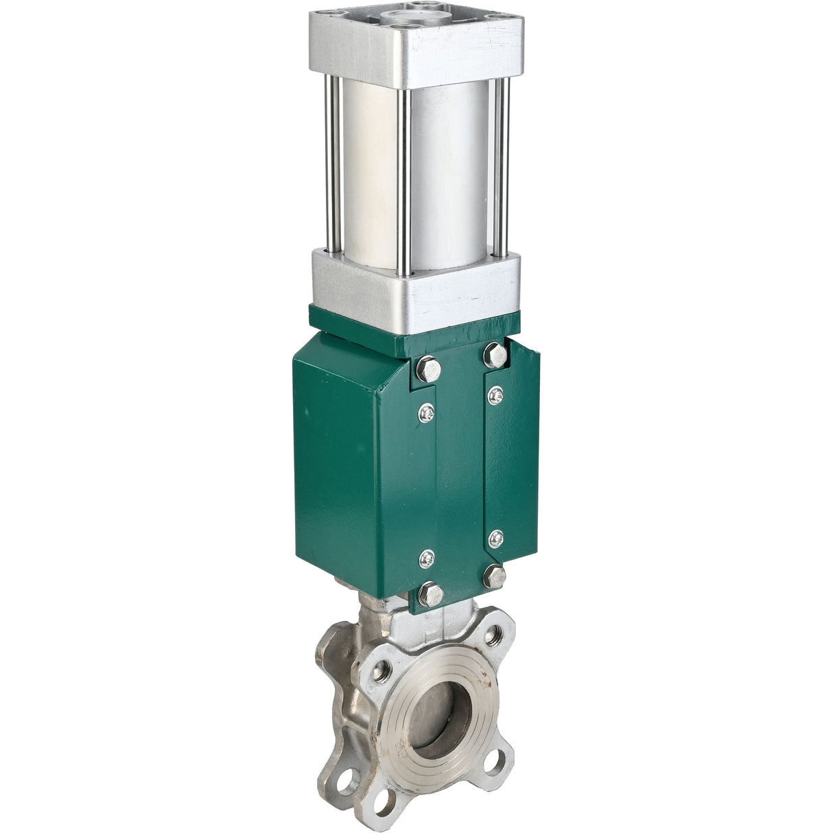 Knife gate valve Elephant GVKR3131E-2W-Fb-2P, body material - stainless steel AISI 304, knife material - stainless steel AISI 304, seal - EPDM, pneumatic actuator