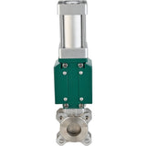 Knife gate valve Elephant GVKR3131E-2W-Fb-2P, body material - stainless steel AISI 304, knife material - stainless steel AISI 304, seal - EPDM, pneumatic actuator