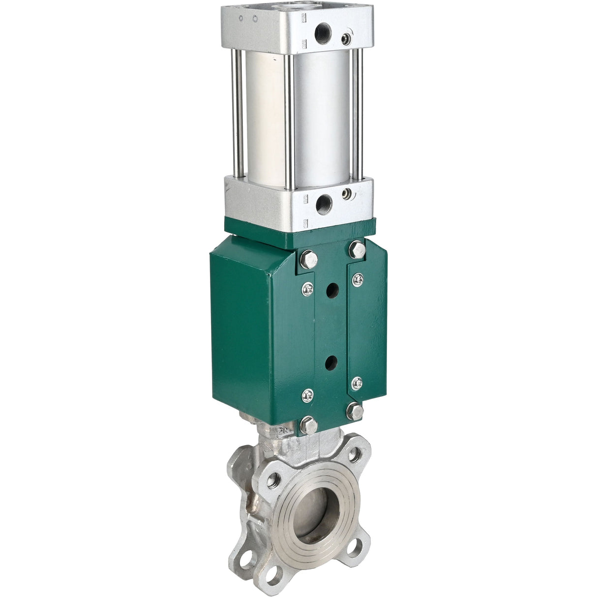 Knife gate valve Elephant GVKR3131E-2W-Fb-2P, body material - stainless steel AISI 304, knife material - stainless steel AISI 304, seal - EPDM, pneumatic actuator