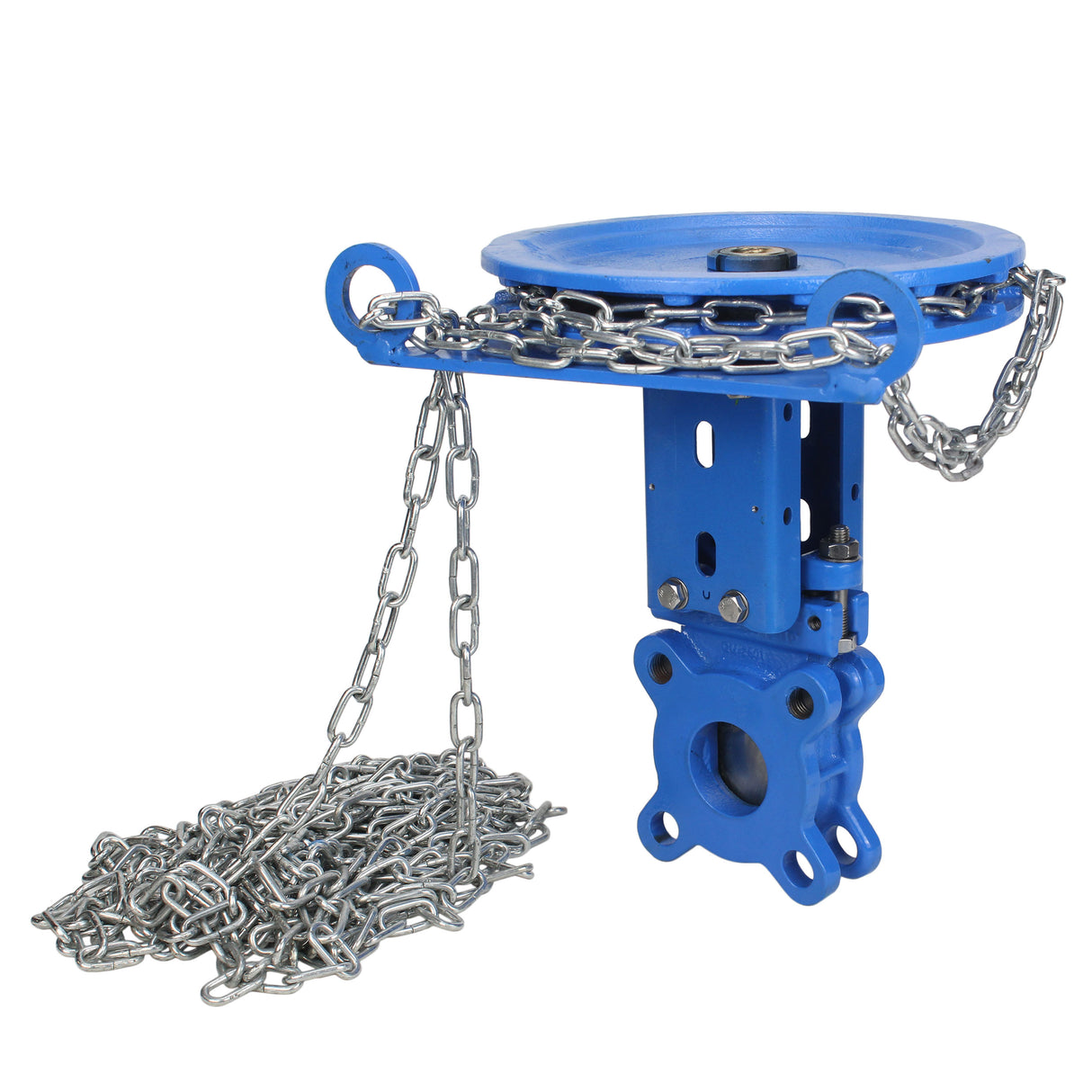 Knife gate valve Elephant GVKR1331N-2W-Fb-CC, body material - cast iron GGG40, knife material - stainless steel AISI 304, seal - NBR, handwheel with chain