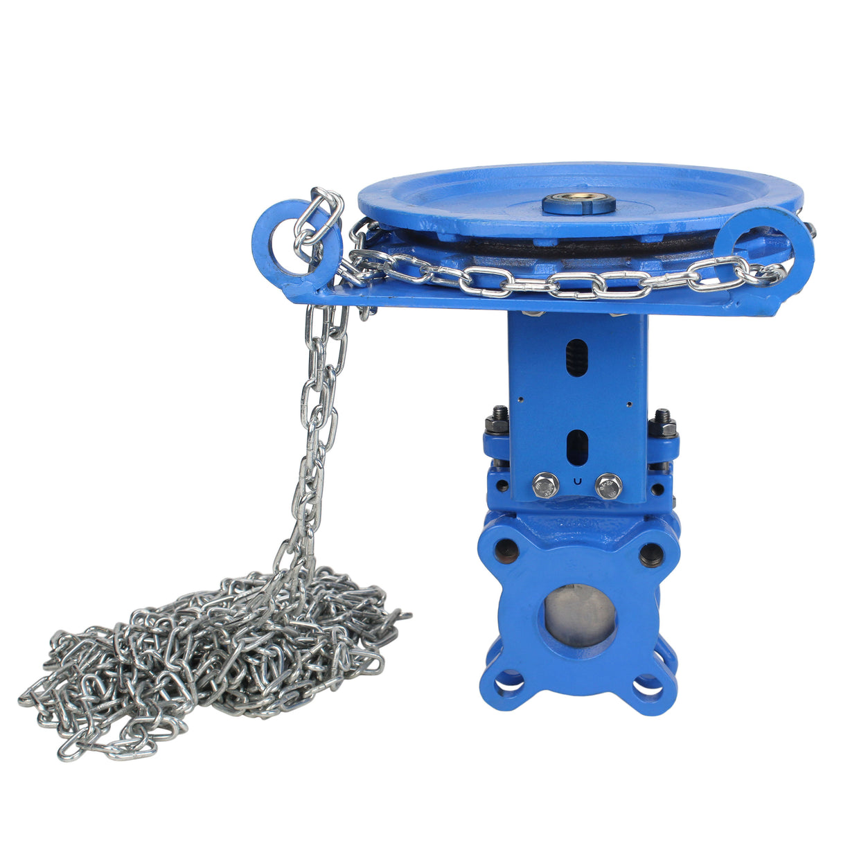 Knife gate valve Elephant GVKR1331N-2W-Fb-CC, body material - cast iron GGG40, knife material - stainless steel AISI 304, seal - NBR, handwheel with chain