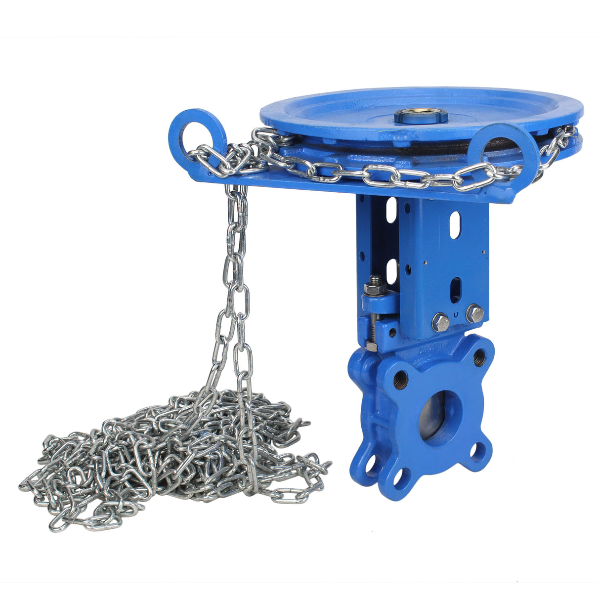 Knife gate valve Elephant GVKR1331N-2W-Fb-CC, body material - cast iron GGG40, knife material - stainless steel AISI 304, seal - NBR, handwheel with chain
