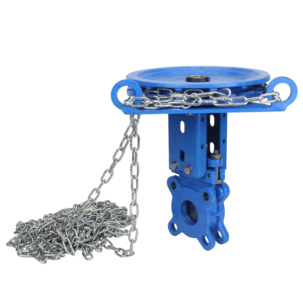 Knife gate valve Elephant GVKR1331N-2W-Fb-CC, body material - cast iron GGG40, knife material - stainless steel AISI 304, seal - NBR, handwheel with chain