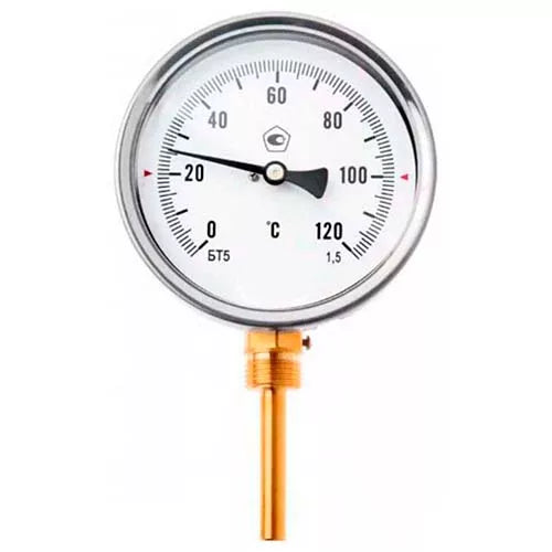 Bimetallic radial thermometers Elephant TB-301-R1.5 PN10-25, stainless steel, length of immersion part 46-150mm, accuracy class - 1.5