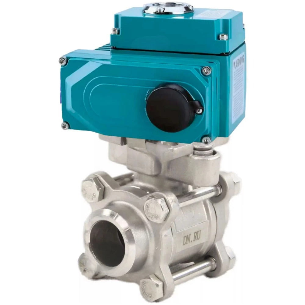 Ball valves Elephant BV3232P(3pc)-FP-W-ISO-H WDVF DN15-32 63 bar full bore, body - 316 stainless steel, seal - PTFE, for welding, with a 1/4-turn electric drive Elephant QT-N-EM-O1-220VAC-U1 HARK