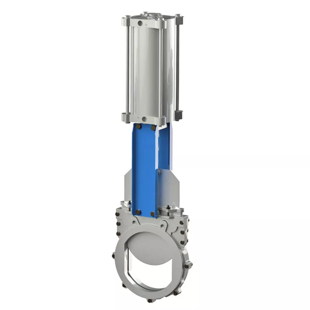 Knife gate valve Elephant GVKR3131E-2W-Fb-2P, body material - stainless steel AISI 304, knife material - stainless steel AISI 304, seal - EPDM, pneumatic actuator