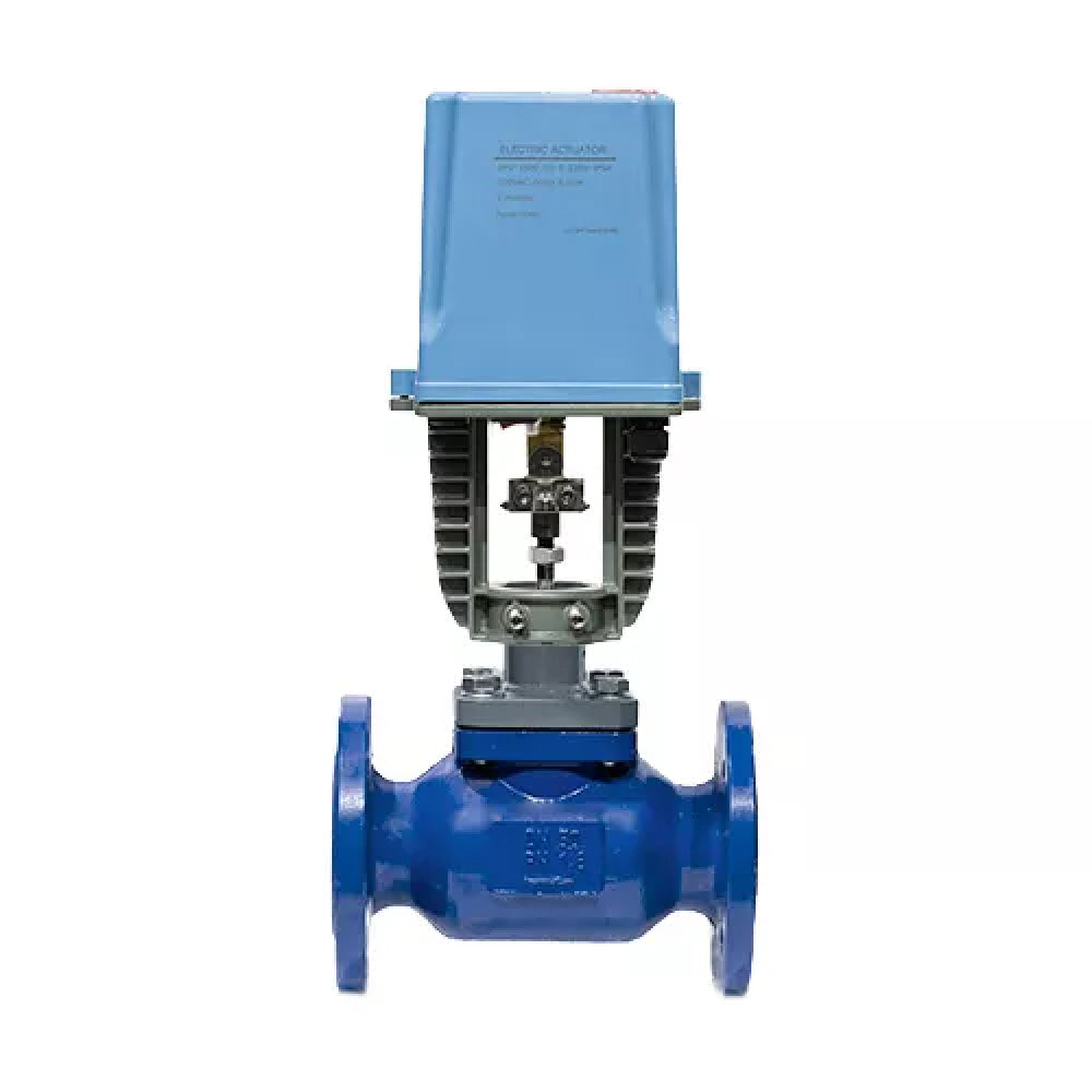 Two-way control valve Elephant VRg1-11M-LED-F, body material - Grey cast iron GG20/EN-GJL-200, locking body material - Stainless steel 20X13, seal - Metal-PTFE, with electric drive DAV 1500 - 24V