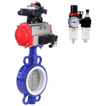 Water Butterfly Valve Elephant WBV3432P-2W-Fb-H, body - carbon steel WCB, disk - stainless steel 316L, seal - PTFE, with pneumatic actuator PA-DA, with pneumatic distributor 4V320-08 220V, BKV APL-410N Ex, BPV AFC2000