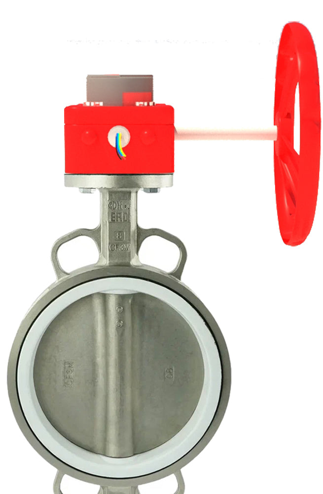 Water Butterfly Valve Elephant 316L-PTFE-HGBF, body material - stainless steel AISI 316L, disk material - stainless steel AISI 316L, seal - PTFE, gear operated