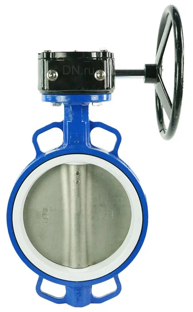 Válvula de mariposa de agua Elephant WCB-316L-PTFE-HAM, material del cuerpo - acero al carbono WCB, material del disco - acero inoxidable AISI 316L, sello - PTFE, operada por engranajes