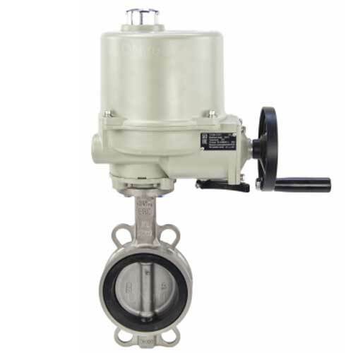 Water butterfly valve Elephant 316L-316L-VITON body material - stainless steel aisi 316l, disk material - stainless steel AISI 316L, seal - Viton with explosion-proof electric actuator GZ-OFV(M) 24V