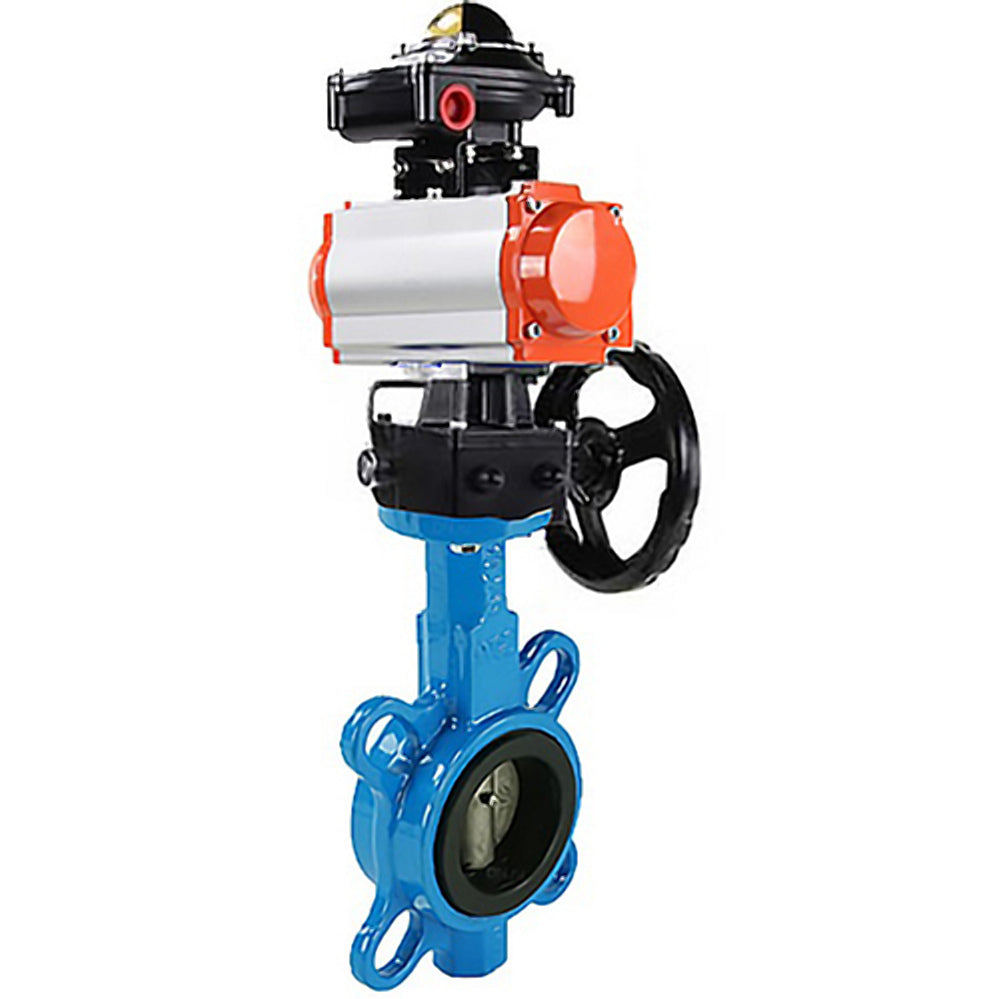 Water Butterfly Valve Elephant WBV1332N-2W-Fb-H body material - Cast iron GGG50, disk material - Stainless steel 316L, seal - NBR with pneumatic actuator DA, limit switch block APL-210N and manual duplicator HDM