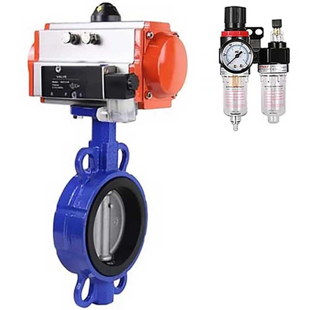 Water Butterfly Valve Elephant gg25-316l-nbr-elephant-sa-4m310-24-afc2000, body material - cast iron GG25, disk material - stainless steel AISI 316L, seal - NBR, pneumatic actuator operated
