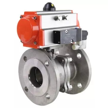 Ball valves Elephant BV3232P(2pc)-FP-F-ISO-H DN15-300 16 bar/16, full bore flanged, stainless steel SS316, seal - PTFE, with double-acting PA-DA pneumatic actuator, with pneumatic distributor 4V320-08 220V