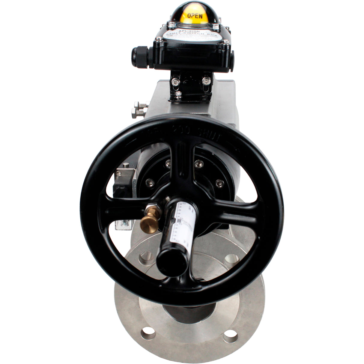 Ball valves Elephant BV3232P(2pc)-FP-F-ISO-H DN80-100 16 bar, full bore flanged, stainless steel SS316, seal - PTFE, with pneumatic actuator PA-DA-105-1 double acting, with pneumatic distributor 4M310-08 220V , with LSU APL-210N